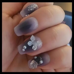 🆕️$6 OR 2 FOR $10~BLUE AURORA BUTTERFLY 24 DESIGNER PRESS~ON NAILS